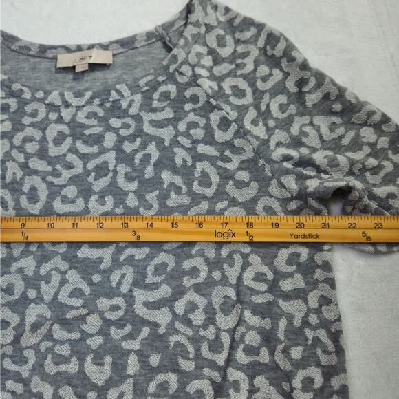 Ann Taylor LOFT Animal Print Short Sleeve Sheer Gray Knit Top Blouse Size Large - Picture 6 of 8